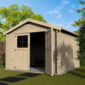 Abri de jardin Mina 8,88m² en bois massif 28mm avec double porte + plancher – Décor et Jardin