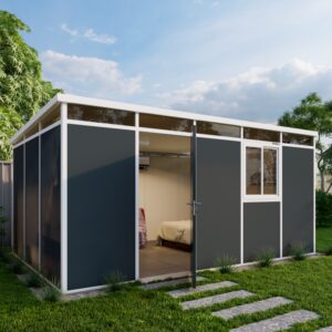 Abri de jardin modulaire isolé 5x3m anthracite et blanc - plancher inclus - Everbox