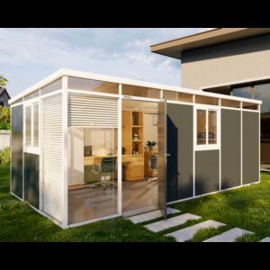 Abri de jardin modulaire isolé 6x3m anthracite et blanc - plancher inclus - Everbox