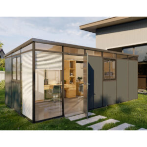 Abri de jardin modulaire isolé 6x3m anthracite et noir - plancher inclus - Everbox