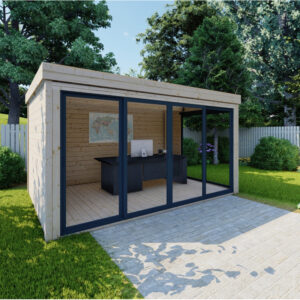Bureau de jardin en bois massif 11,8m² - madriers 40mm Gardy Shelter