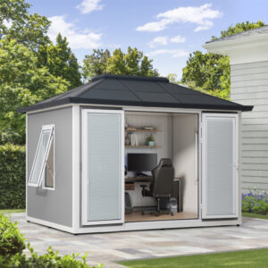 Bureau de jardin Riga 353x269cm en acier avec isolation 40mm - Sunjoy