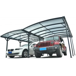 Carport double en aluminium anthracite et polycarbonate 6mm X-METAL
