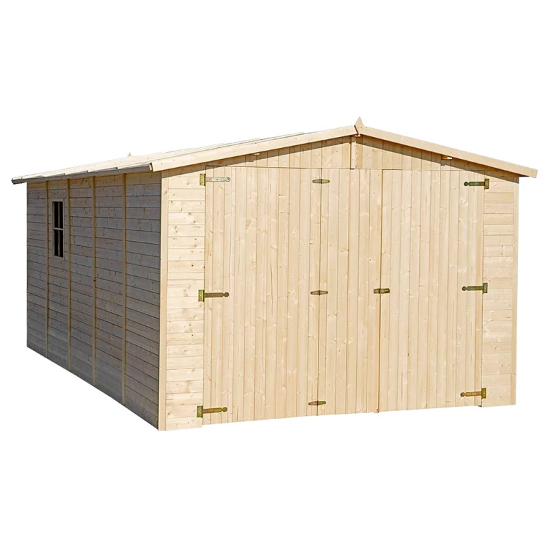 Garage en bois brut 15m² – panneaux 17mm – Timbela